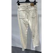 Pantalon toile beige frangé 220011369
