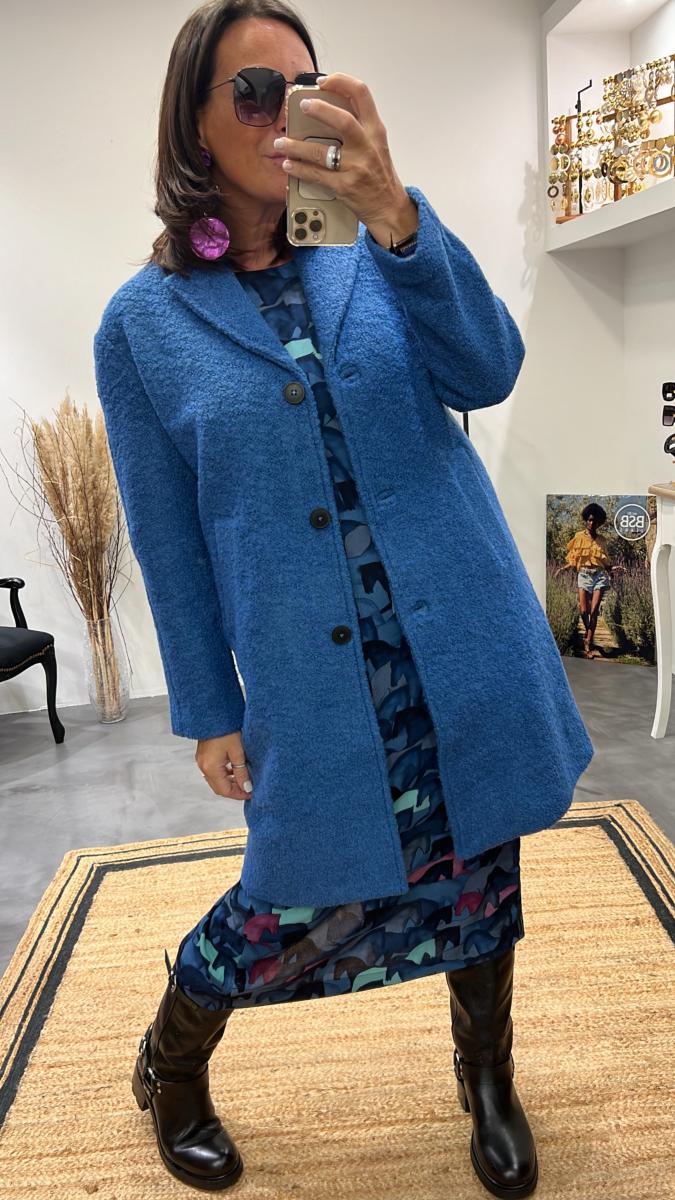 Manteau laine bleu online