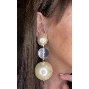 Boucles Oreilles perle & transparence