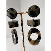 Boucles Oreilles Aden  Acétate blanc noir