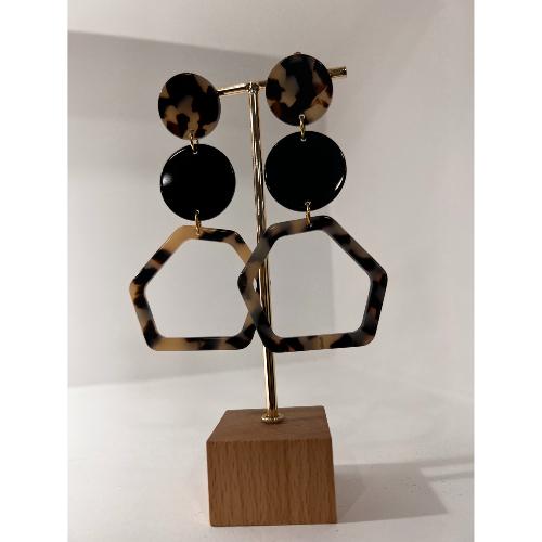 Boucles Oreilles Astrid Acétate blanc noir