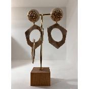 Boucles Oreilles Oriane acéate ivoire et doré
