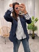 Chemise lignes tennis bleu blanc CLARA