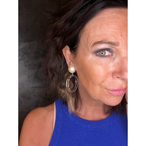 Boucles Oreilles transparent et perle