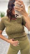 Pull manches courtes vert olive SAULE GM