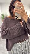 Pull col rond + cache cou amovible chocolat 054-260004 BSB