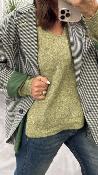 Pull col V kaki mousse MANTIA LPE