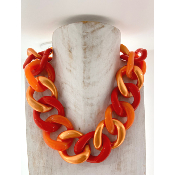 Collier gros maillons anse de sac orange