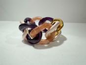 Bracelet maillons à enfiler rose pailleté et doré
