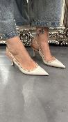 Slingback blanc & beige  clous  BC7484