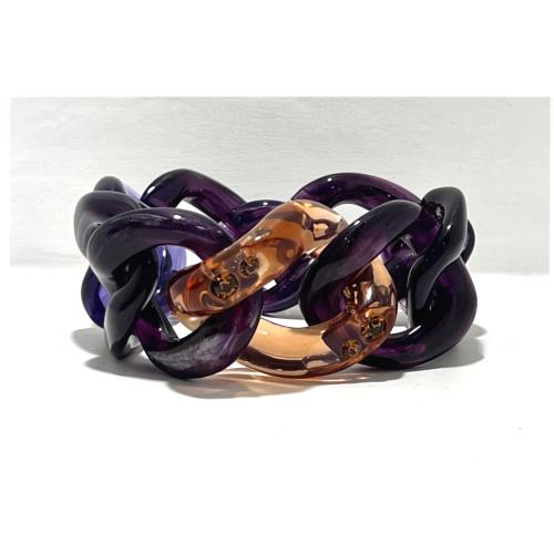 Bracelet maillons à enfiler violet translucide à cristaux