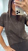 Tee-shirt marron  strass M3231M MR