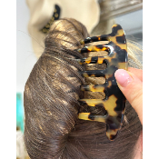 Peigne à cheveux en acétate de cellulose marron et noir 