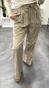 Pantalon fluide grège et lignes beige STAY G&M