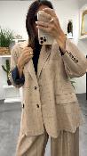 Veste Blazer oversize beige  carreaux JQ44KEI IMPERIAL