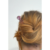 Pic à cheveux plat transparent acétate de cellulose rose