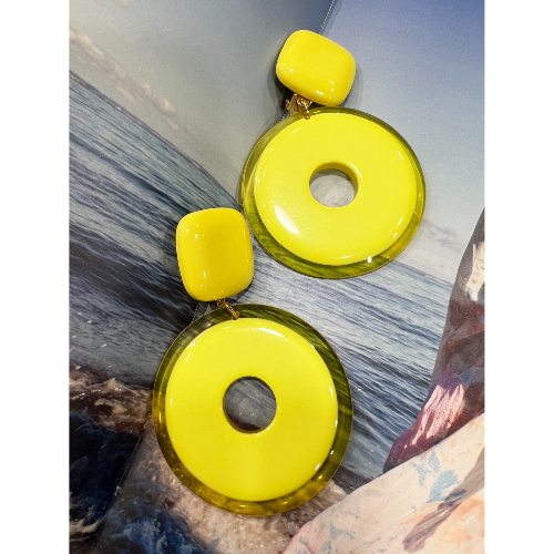 Boucles Oreilles clips  jaune citron Maya