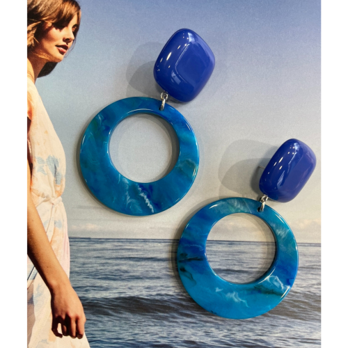 Boucles Oreilles perçées bleu Océan