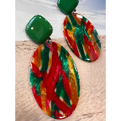 Boucles Oreilles clips ovale Arlequin
