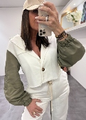 Veste blazer blanc et kaki 50982239