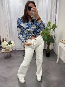 Chemise à motifs "fleurs" bleu WWU041 NT