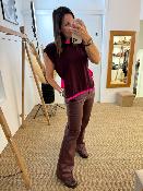 Pull débardeur bordeaux avec lien rose fluo M88052004 IMPERIAL
