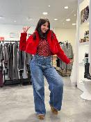 Manteau court rouge fausse fourrure CARILU GOAGOA 