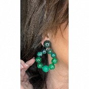 Boucles Oreilles bastilles vert foncé 