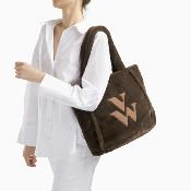 Sac cabas en fausse fourrure marron kaki Carolina 