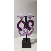 Boucles Oreilles maillons violet 