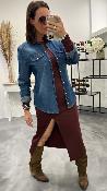 Robe longue moulante bordeau M2329A
