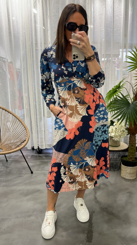 Robe longue à imprimés Megan bleu multi 442715 WHITE STUFF 