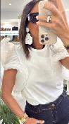Top manches bouffantes blanc M37F0176 SOUVENIR 