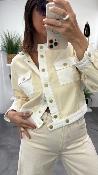 Veste en jeans coton beige & blanc GUNTHER BB
