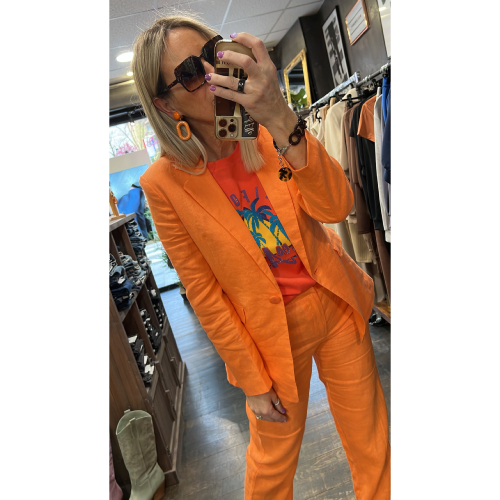 Blazer orange 100% Lin Saint Barth