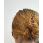 Pic à cheveux plat transparent acétate de cellulose gris et vert
