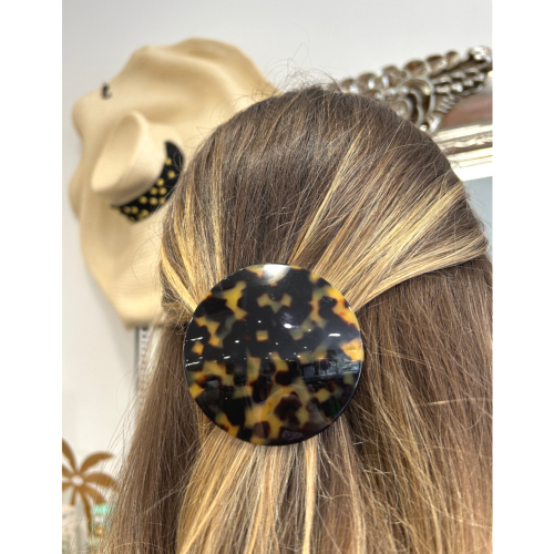 Barrette à cheveux en acétate de cellulose marron et noir