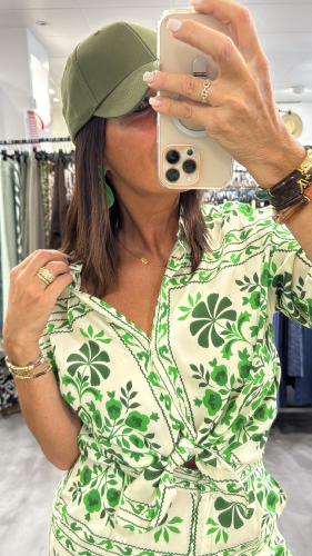 Chemise fluide à motifs vert CHANI LPE