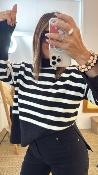 Pull col roul  rayures noir 52365199 MM