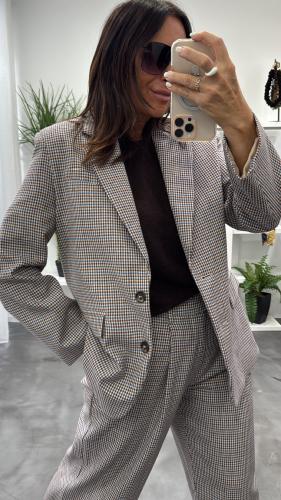 Veste Blazer à carreaux bordeaux et beige M6273G MR