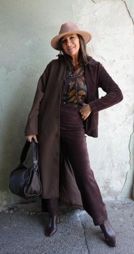 Pantalon velours côtelé marron chocolat WJV026 NT