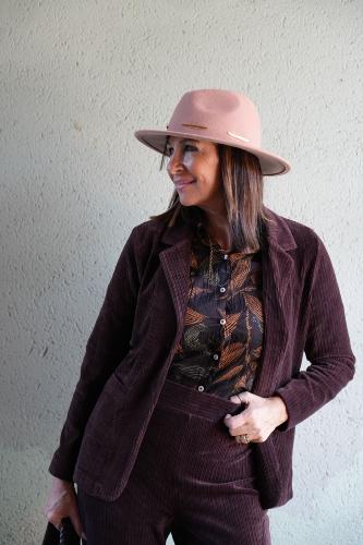 Veste Blazer velours côtelé marron chocolat WJV025 NT