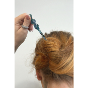 Pic à cheveux plat transparent acétate de cellulose bleu