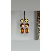 Boucles Oreilles papier maché brique et or
