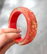 Bracelet jonc rose étoiles