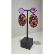 Boucles Oreilles acétate violet et miroir 