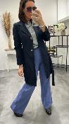 Top satin quadrillage bleu M5338C