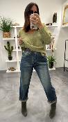 Pull col V kaki mousse MANTIA LPE