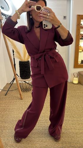 Ensemble tailleur bordeaux bande côté 52315529 MM
