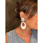 Boucles Oreilles blanche et soleil argent 1.a